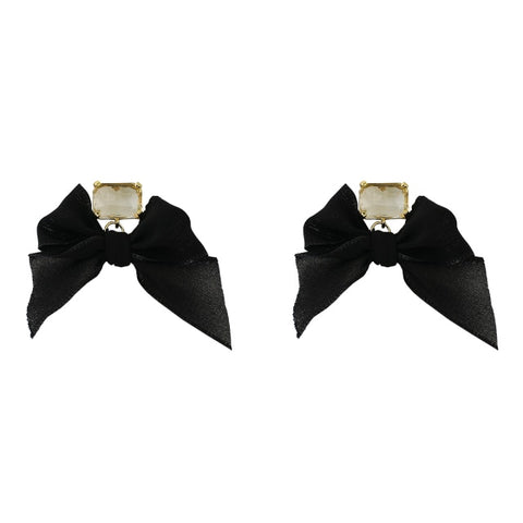 New Jewelry Korean Sweet Black White Bowknot Women Earrings