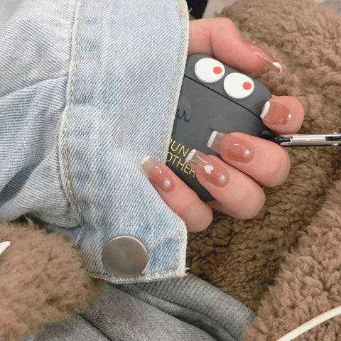 Long Ballerina False Love Pattern French Coffin Nails Inpluser