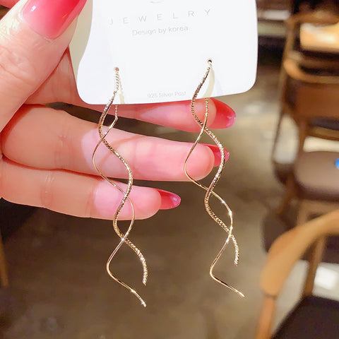 Korean pearl love tassel  long style earrings ladies