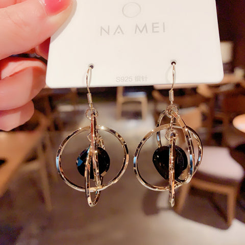 Korean pearl love tassel  long style earrings ladies