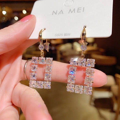 Korean pearl love tassel  long style earrings ladies