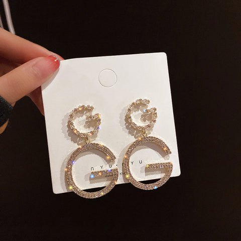 Korean pearl love tassel  long style earrings ladies