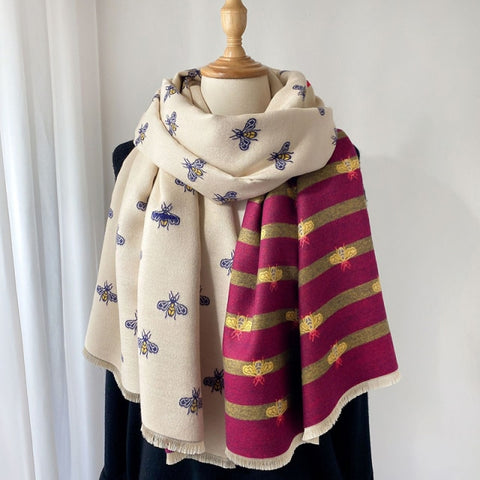 Long double-sided cashmere shawl scarf Inpluser