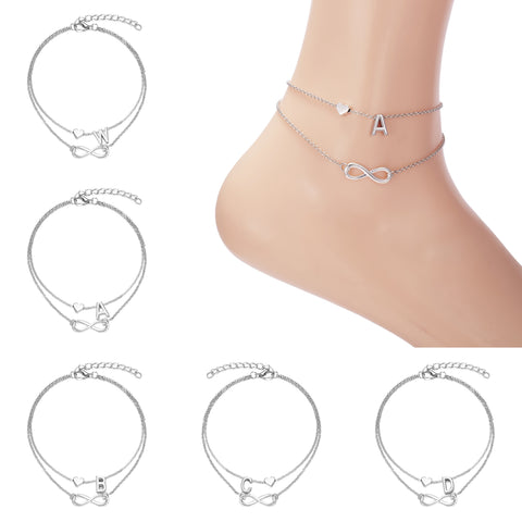 Summer New A-Z Letter Initial Anklets For Women  Foot Jewelry