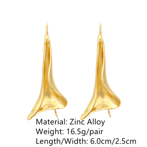 Retro Golden Metal Leaf Stud Earrings Geometric Irregular Plant Earring