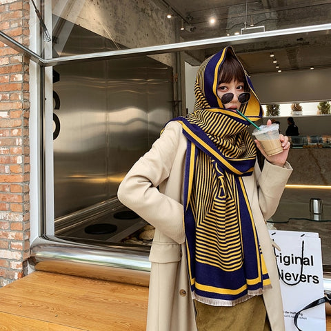 Letter double-sided warm cashmere shawl scarf for women Inpluser