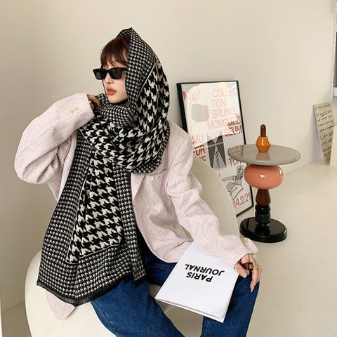 Letter double-sided warm cashmere shawl scarf for women Inpluser