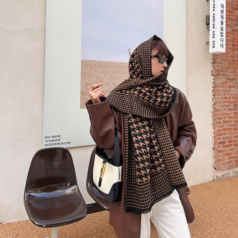 Letter double-sided warm cashmere shawl scarf for women Inpluser