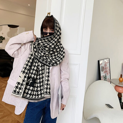 Letter double-sided warm cashmere shawl scarf for women Inpluser
