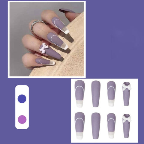 Long Rhinestone Decals False Nails with designs Nail Art Inpluser