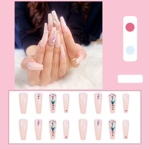 Long Rhinestone Decals False Nails with designs Nail Art Inpluser