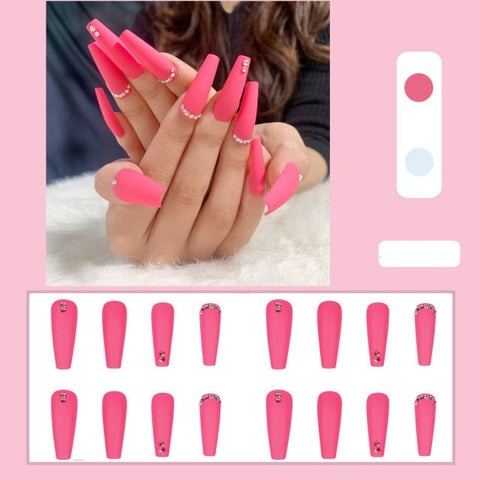 Long Rhinestone Decals False Nails with designs Nail Art Inpluser