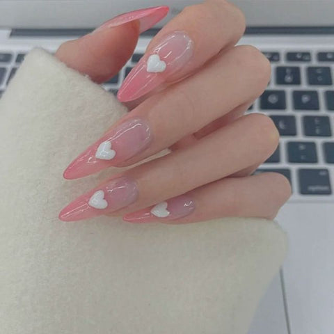 Long Ballerina False Love Pattern French Coffin Nails Inpluser