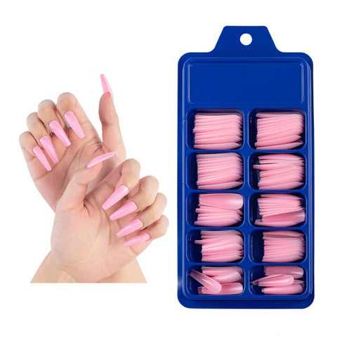 Wearable Full Cover Solid Color Pointed False Nail Inpluser