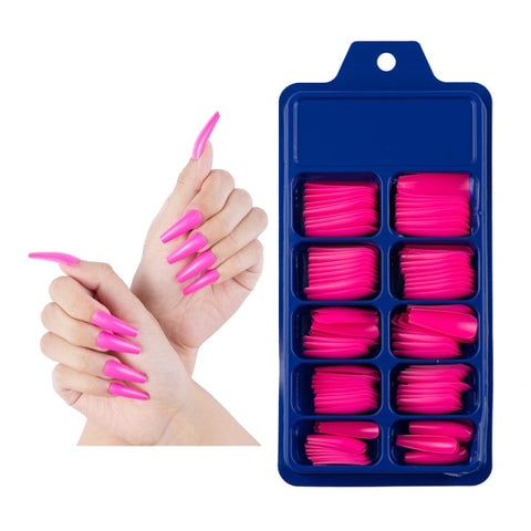 Wearable Full Cover Solid Color Pointed False Nail Inpluser