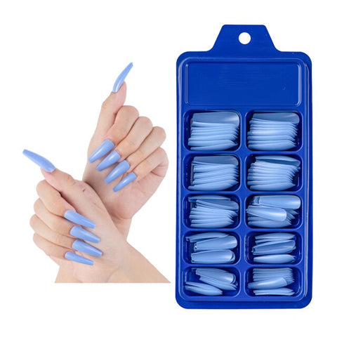 Wearable Full Cover Solid Color Pointed False Nail Inpluser