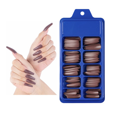 Wearable Full Cover Solid Color Pointed False Nail Inpluser