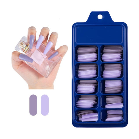 Wearable Full Cover Solid Color Pointed False Nail Inpluser