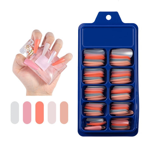 Wearable Full Cover Solid Color Pointed False Nail Inpluser