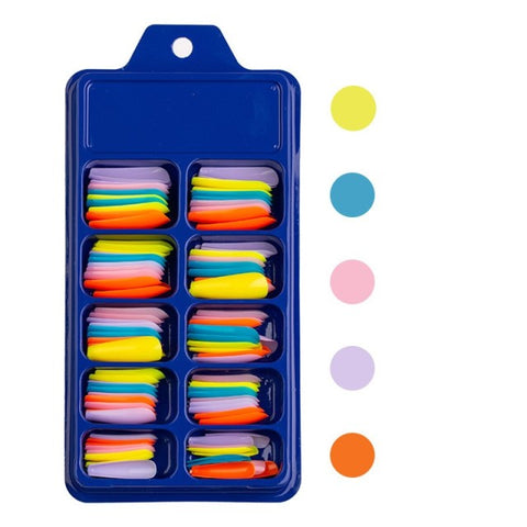 Wearable Full Cover Solid Color Pointed False Nail Inpluser