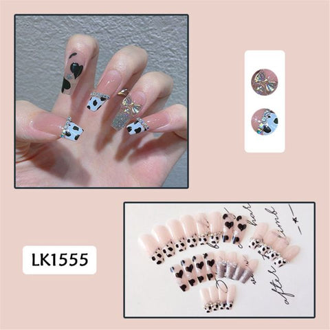 Long Rhinestone Decals False Nails with designs Nail Art Inpluser