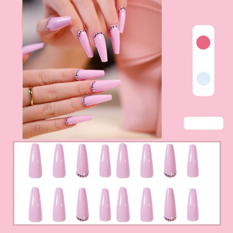 Long Rhinestone Decals False Nails with designs Nail Art Inpluser