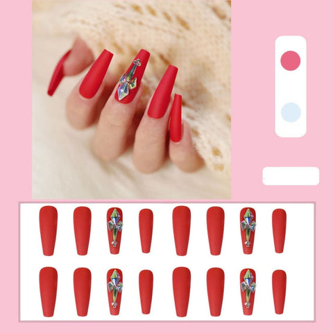 Long Rhinestone Decals False Nails with designs Nail Art Inpluser