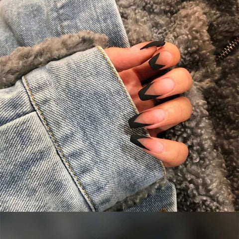 Long Ballerina False Love Pattern French Coffin Nails Inpluser