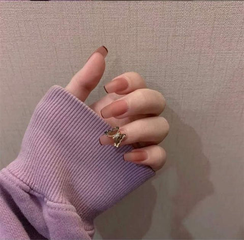 Long Ballerina False Love Pattern French Coffin Nails Inpluser