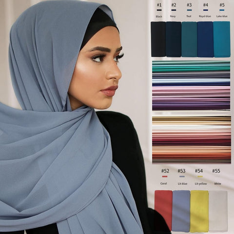 Muslim Chiffon Hijab Shawls Scarf Women Solid Color Head Wraps