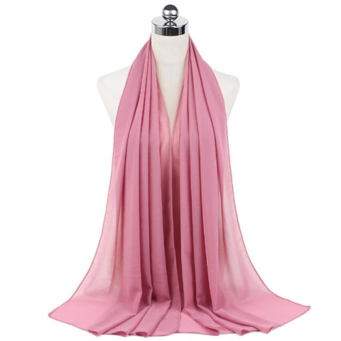 Muslim Chiffon Hijab Shawls Scarf Women Solid Color Head Wraps