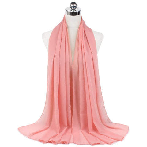 Muslim Chiffon Hijab Shawls Scarf Women Solid Color Head Wraps