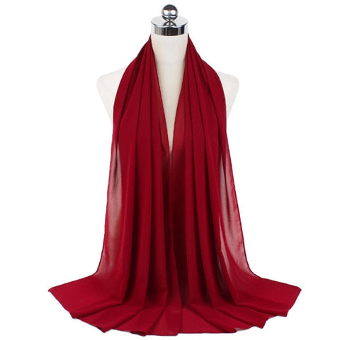 Muslim Chiffon Hijab Shawls Scarf Women Solid Color Head Wraps