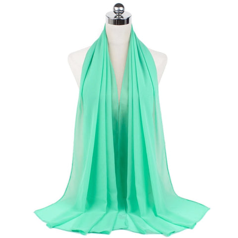 Muslim Chiffon Hijab Shawls Scarf Women Solid Color Head Wraps