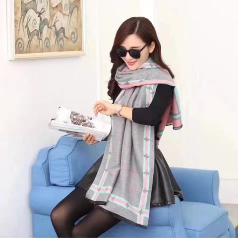 Long double-sided cashmere shawl scarf Inpluser