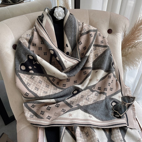 Long double-sided cashmere shawl scarf Inpluser