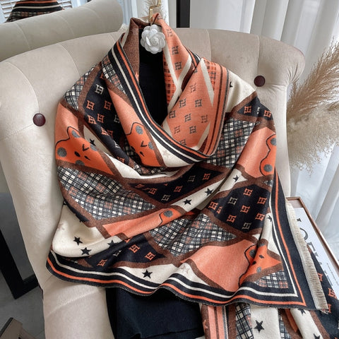 Long double-sided cashmere shawl scarf Inpluser