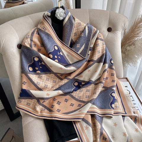 Long double-sided cashmere shawl scarf Inpluser