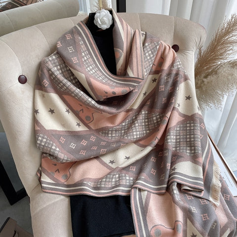 Long double-sided cashmere shawl scarf Inpluser