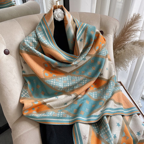 Long double-sided cashmere shawl scarf Inpluser