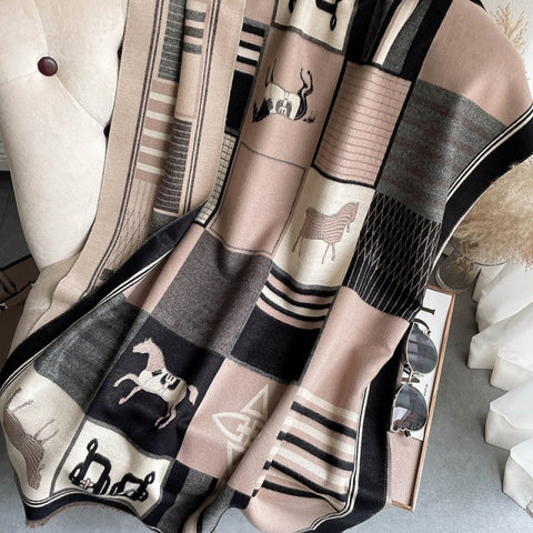 Long double-sided cashmere shawl scarf Inpluser