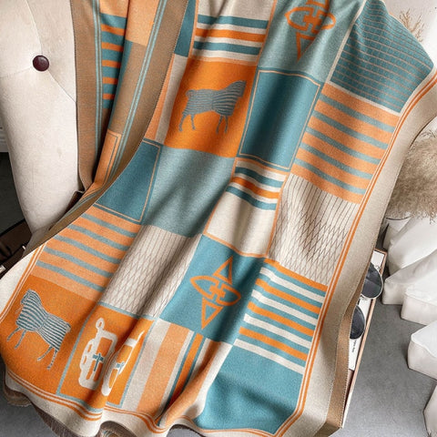 Long double-sided cashmere shawl scarf Inpluser