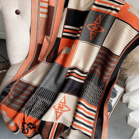 Long double-sided cashmere shawl scarf Inpluser