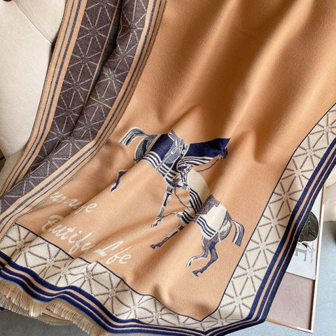 Long double-sided cashmere shawl scarf Inpluser