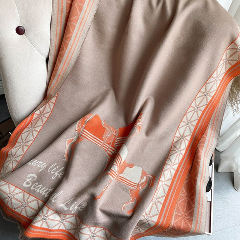 Long double-sided cashmere shawl scarf Inpluser