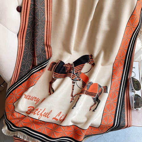 Long double-sided cashmere shawl scarf Inpluser