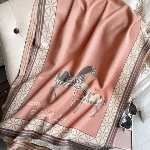 Long double-sided cashmere shawl scarf Inpluser