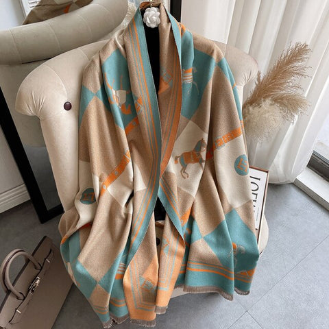 Long double-sided cashmere shawl scarf Inpluser