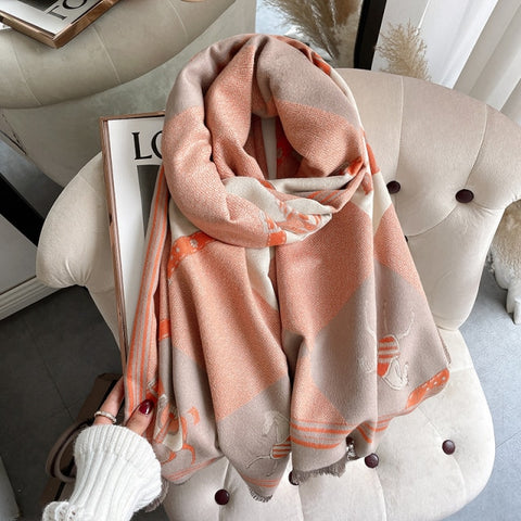Long double-sided cashmere shawl scarf Inpluser