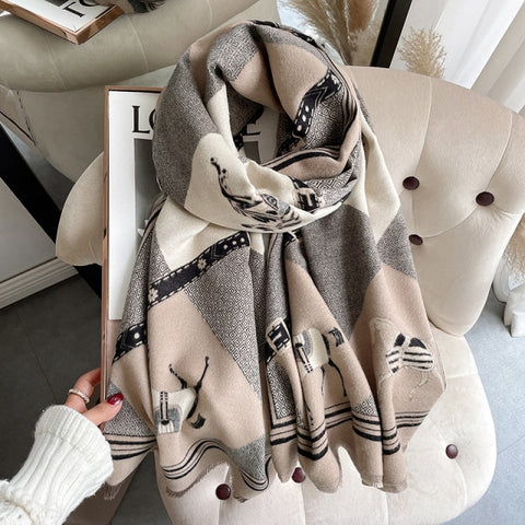 Long double-sided cashmere shawl scarf Inpluser
